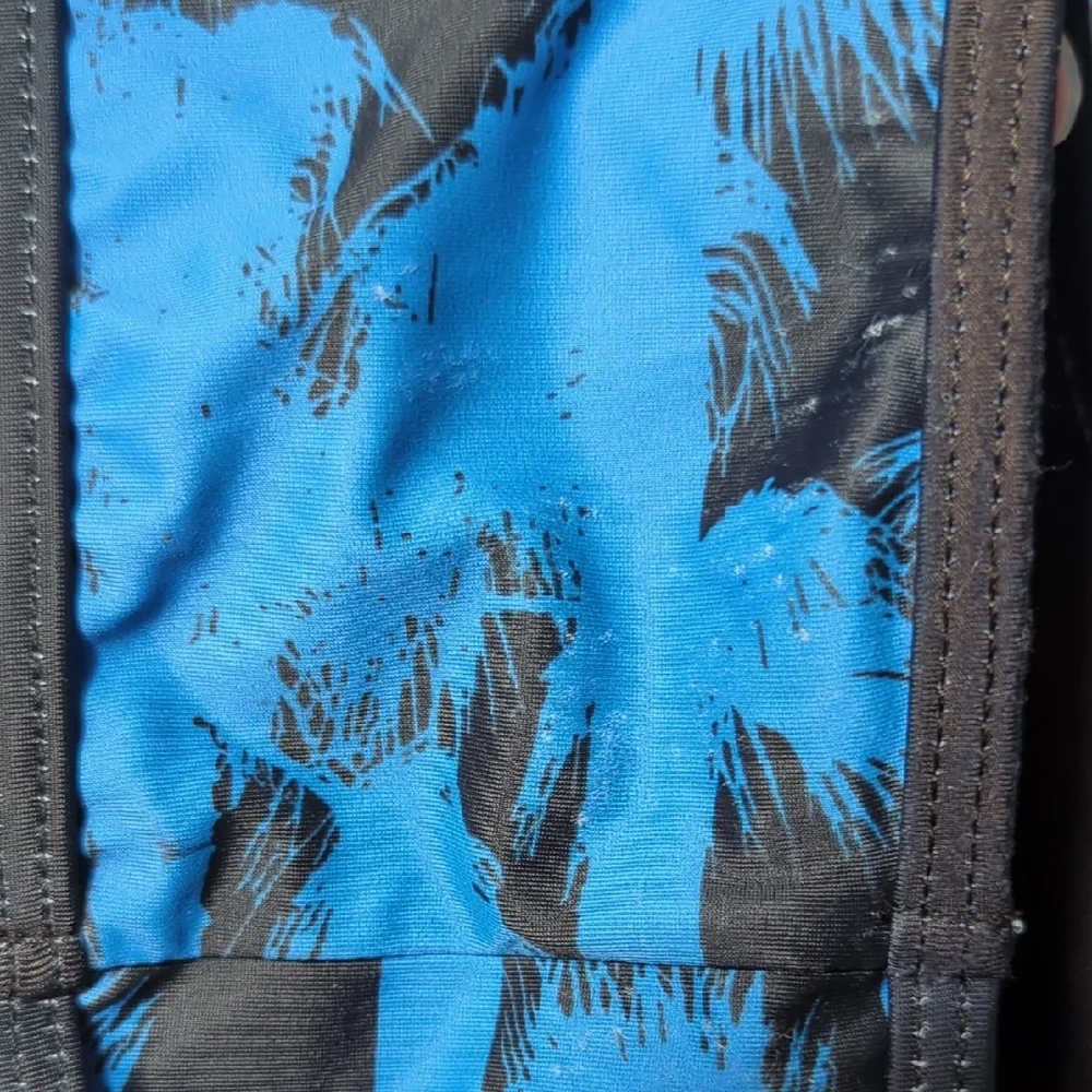 Fashion Nova Drip Palms One Piece Swimsuit Black Blue‎ Long Sleeve Tropical XL
